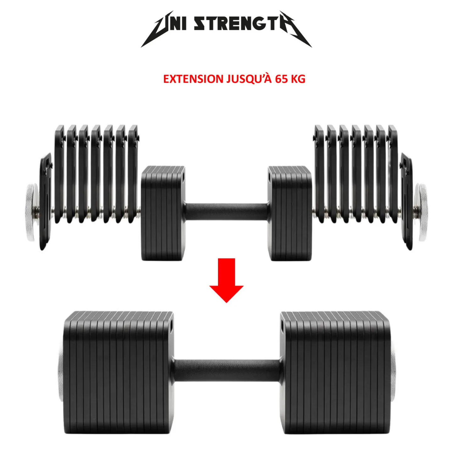 Pack Haltères Réglables 100 % Acier, 4 à 36 kg + Support - vue 4
