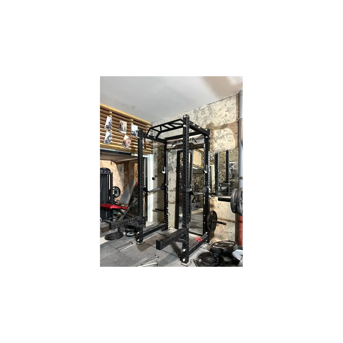 Power Rack CS-1 236 cm acero barnizado, 4 postes, barra multiagarre | Pack completo - vista 6