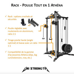 Pack Athéna : Rack poulie tout-en-un + Crochets en J + Sécurités