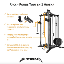 Rack-Kabelzug - Athéna All-in-One-Zug | Gewichtsblock 95 kg