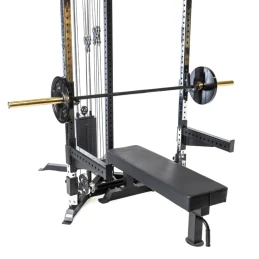 Pack Athéna: All-in-One-Kabelzug mit Gewichtsblock, J-Haken, Sicherungen, Dips, T-Bar-Ruderstütze und Beinhalter