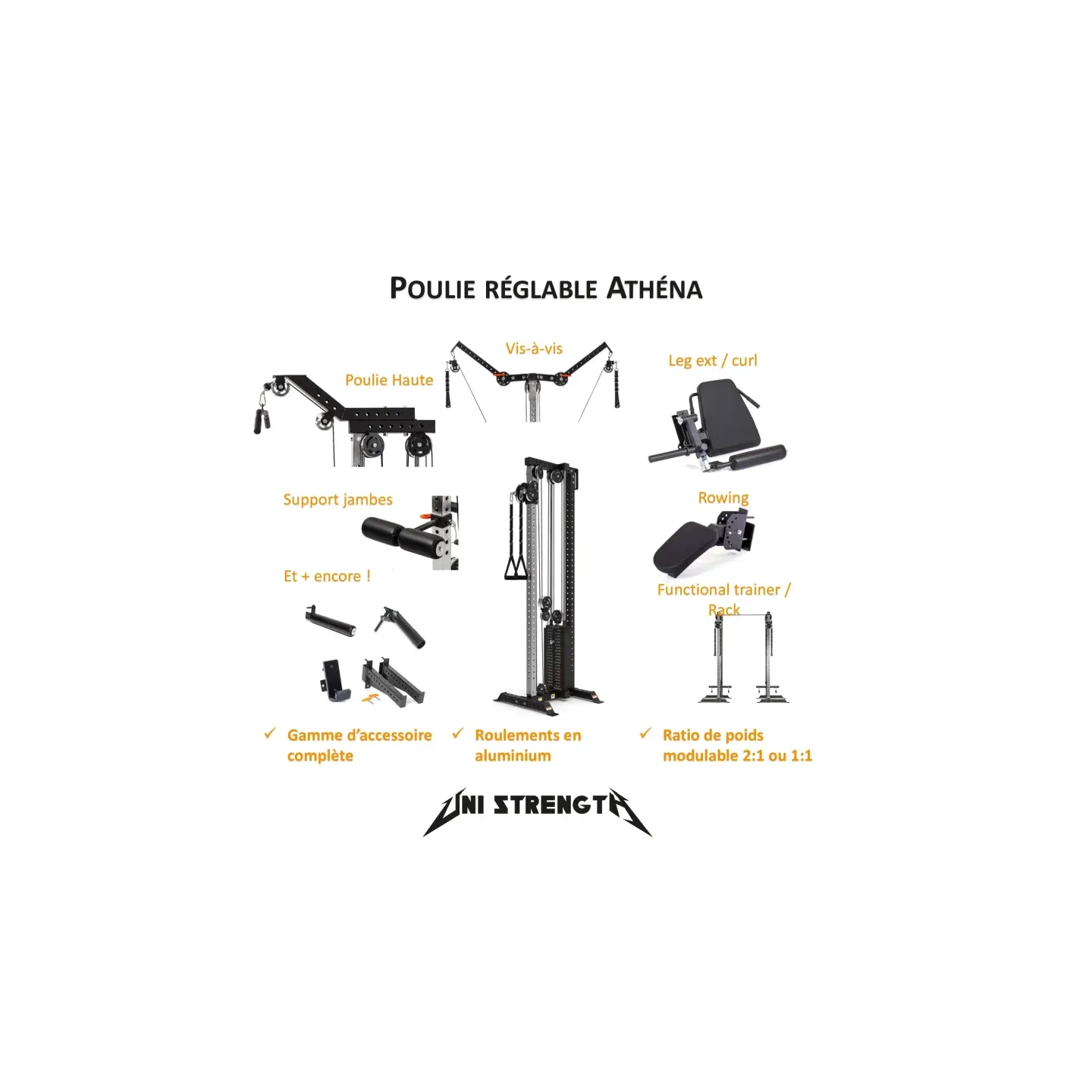 Athéna Rack Pack: Pulley + 95 kg Stack, Cable Crossover - view 2