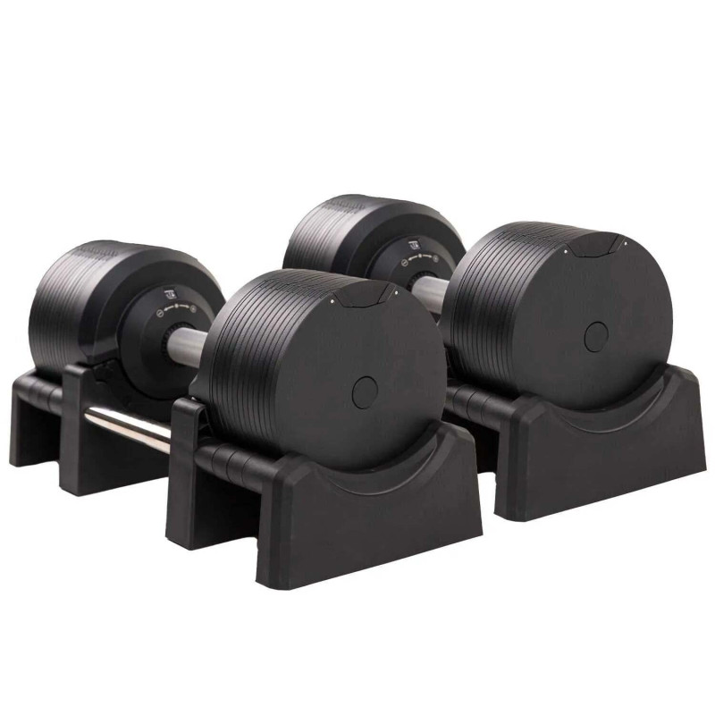 Haltères Réglables Noirs 41,5 kg - Paire - Paliers 1,5 kg