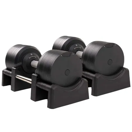 Haltères Réglables Noirs 41,5 kg - Paire - Paliers 1,5 kg