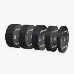 Pack discos bumper negros 150 kg Uni Strength