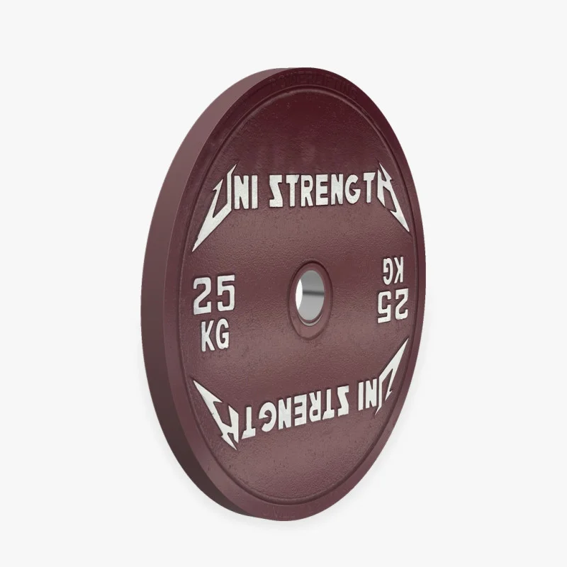 Disque calibré UF 25 kg rouge Uni Strength, vue à 55°
