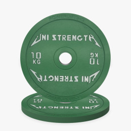 Disco calibrado UF 25 kg rojo Uni Strength, vista a 55°