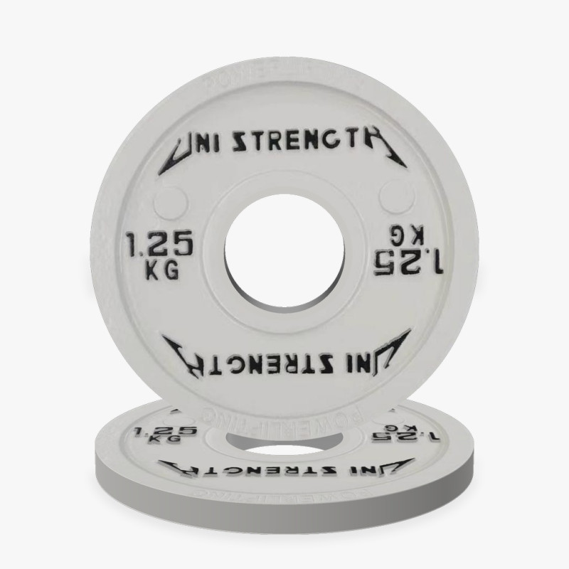 Disco calibrato UF 25 kg rosso Uni Strength, vista a 55°