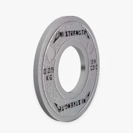 Disque calibré UF 25 kg rouge Uni Strength, vue à 55°