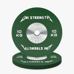 Uni Strength Wettkampf-Bumperplate 25 kg rot, 55° Ansicht