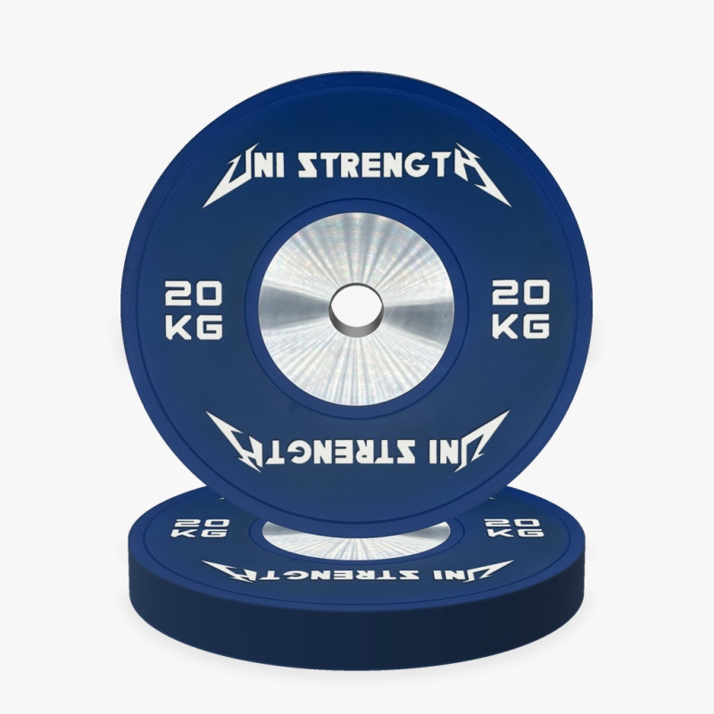 Uni Strength 25 kg red competition bumper plate, 55° view