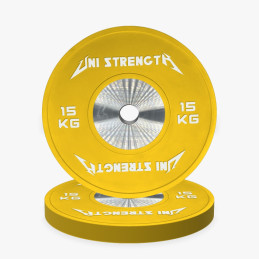 Bumper de compétition 15 kg jaune Uni Strength, vue à 55°
