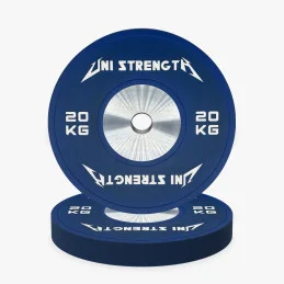 Uni Strength Wettkampf-Bumperplate 20 kg blau, Vorderansicht