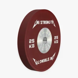 Bumper da competizione 25 kg rosso Uni Strength, vista a 55°