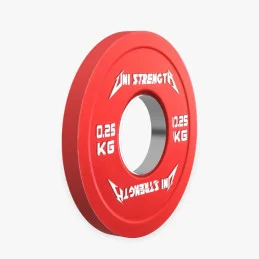 Poids olympique de précision 0,25 kg rouge Uni Strength, vue à 55°