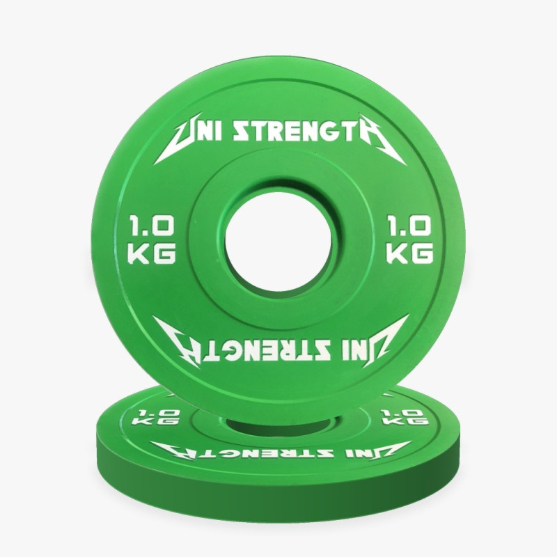 Disco olimpico di precisione 0,25 kg rosso Uni Strength, vista a 55°