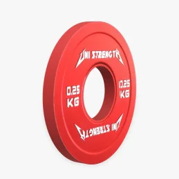 Poids olympique de précision 0,25 kg rouge Uni Strength, vue à 55°