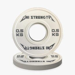 Disco olimpico di precisione 0,25 kg rosso Uni Strength, vista a 55°