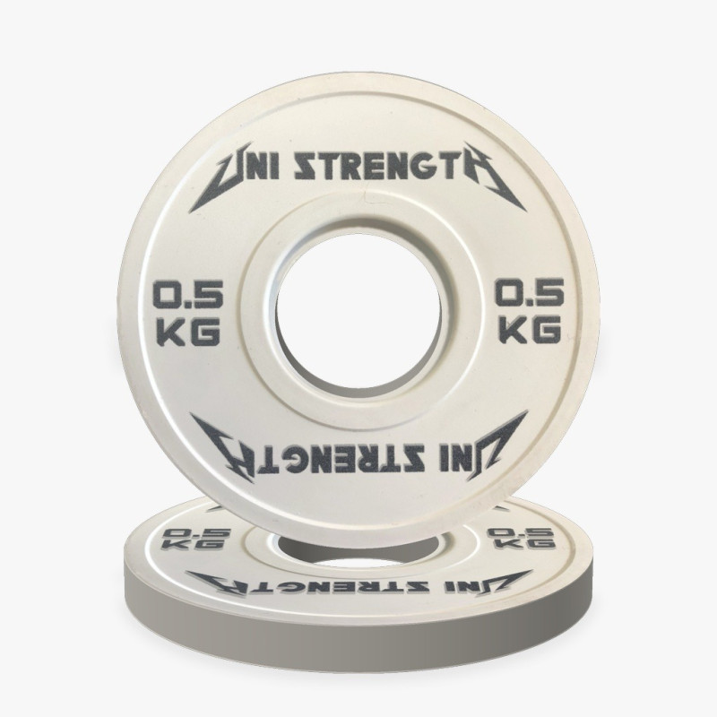Disco olímpico de precisión 0,25 kg rojo Uni Strength, vista a 55°