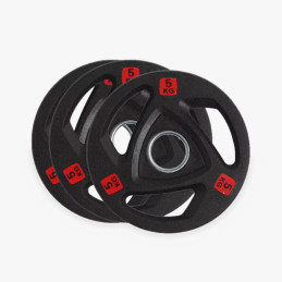 Disco olímpico de goma tri-grip 20 kg, vista frontal