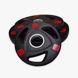 Disque olympique caoutchouc tri-grip 2,5 kg, vue de face