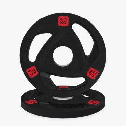 Disco olímpico de goma tri-grip 2,5 kg, vista frontal
