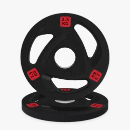 Disque olympique caoutchouc tri-grip 2,5 kg, vue de face