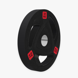 Disco olímpico de goma tri-grip 10 kg, vista frontal