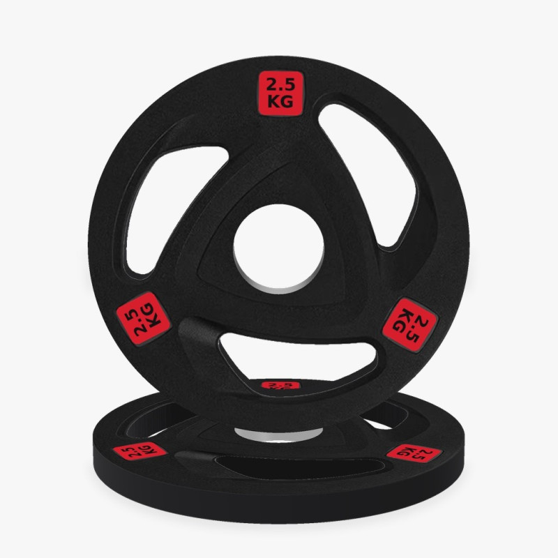 Disco olimpico in gomma tri-grip 20 kg, vista frontale