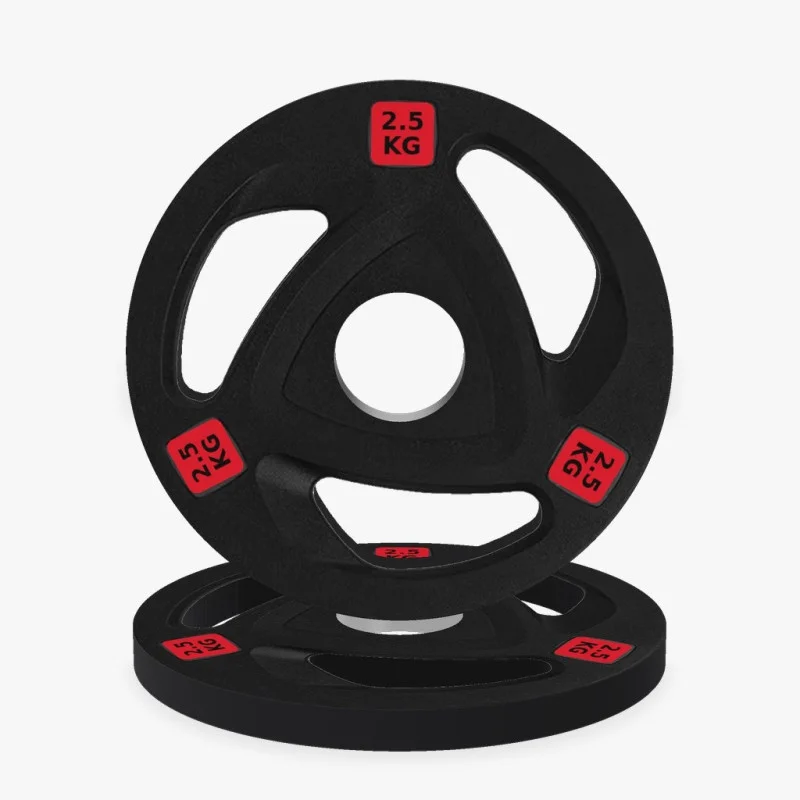 Disque olympique caoutchouc tri-grip 20 kg, vue de face