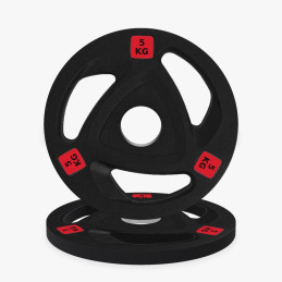 Olympische Tri-Grip-Gummischeibe 20 kg, Vorderansicht