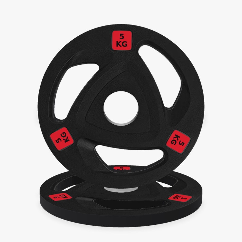 Disco olímpico de goma tri-grip 20 kg, vista frontal