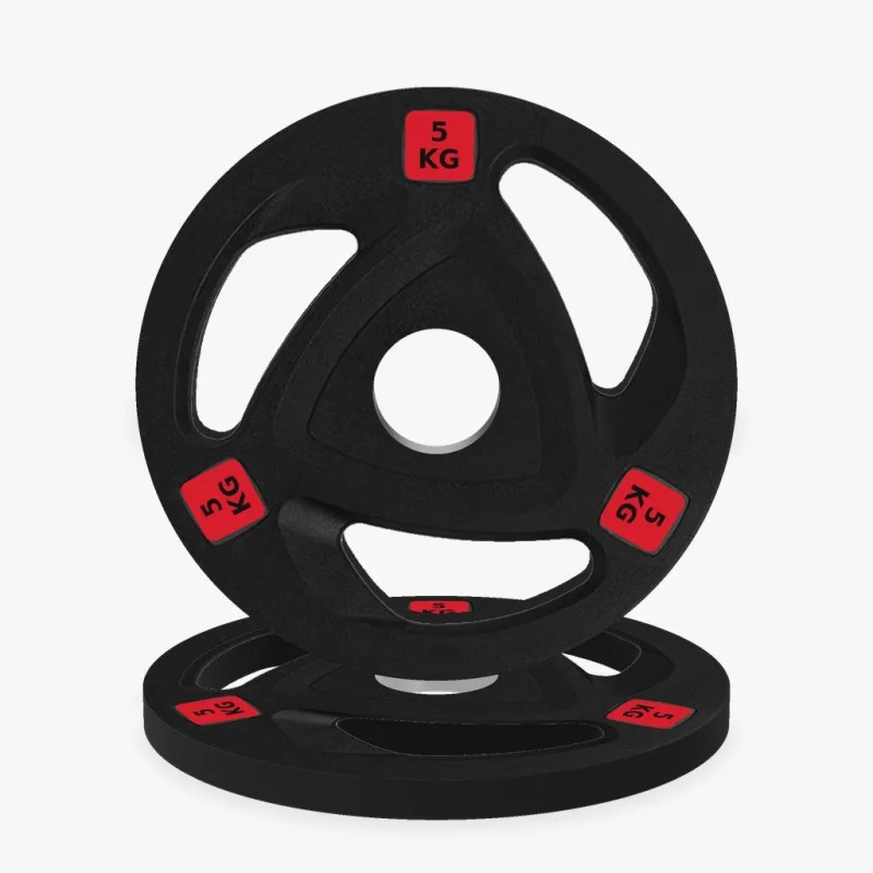 Disque olympique caoutchouc tri-grip 20 kg, vue de face