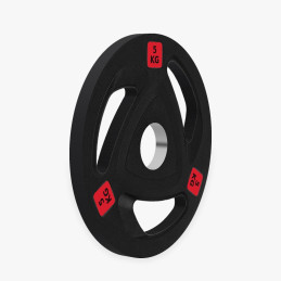Tri-grip rubber Olympic plate 20 kg, front view