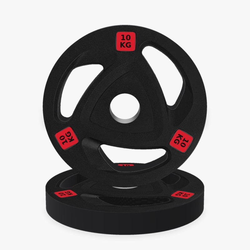 Disco olímpico de goma tri-grip 20 kg, vista frontal