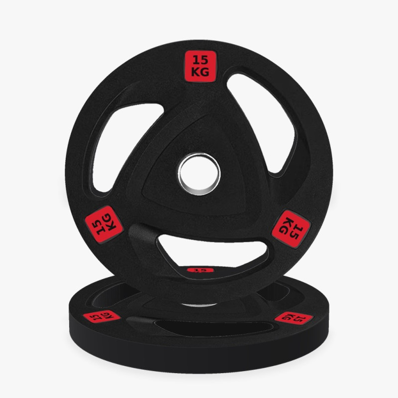 Disco olímpico de goma tri-grip 20 kg, vista frontal