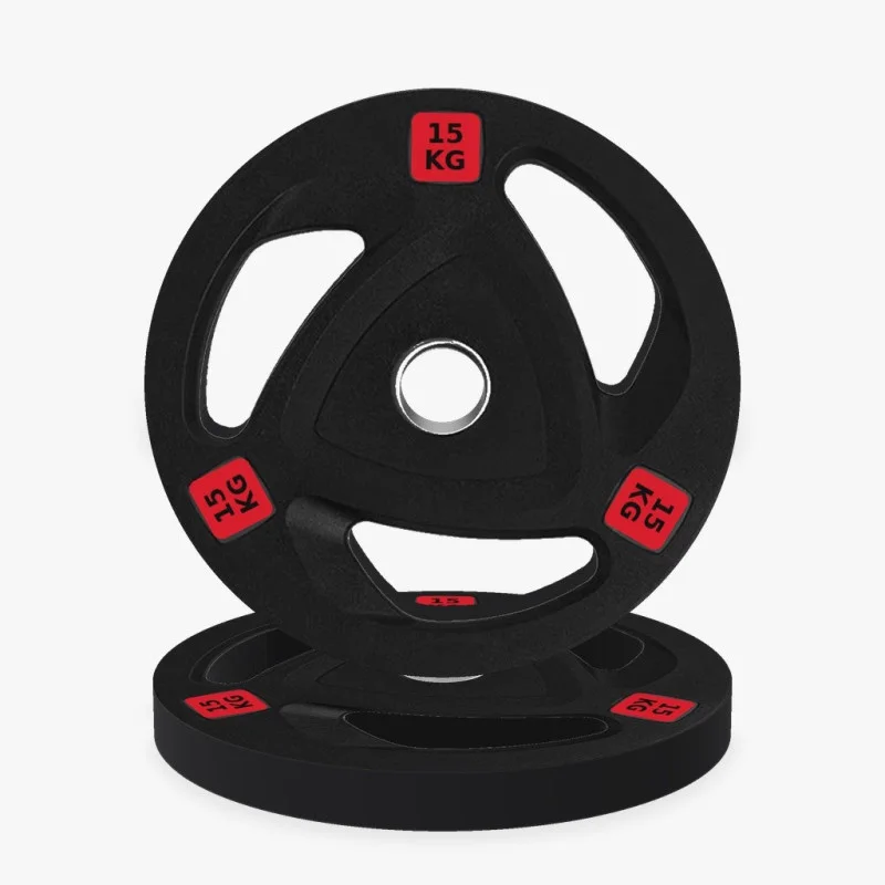 Disque olympique caoutchouc tri-grip 20 kg, vue de face