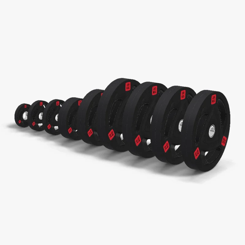 Set disques olympiques caoutchouc tri-grip 227,5 kg