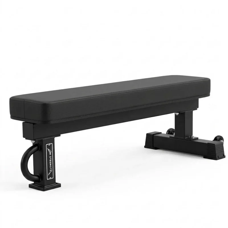 Banco plano UF Power, negro, acolchado de 30 cm, vista de tres cuartos