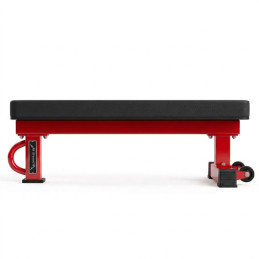 UF Power flat bench red, 30 cm pad, three-quarter view