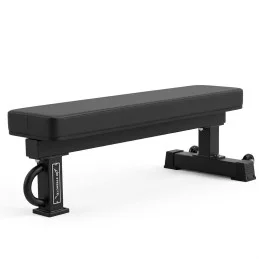 Banc plat UF Power noir, dossier 35 cm, vue de trois-quarts
