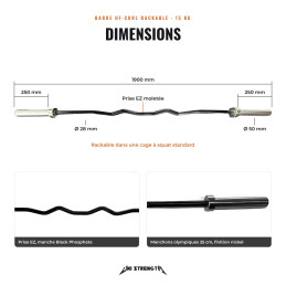 Barre Curl EZ Rackable – Barre Incurvée pour Biceps et Triceps