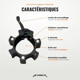 Colliers de serrage aluminium 50 mm aimantés, la paire