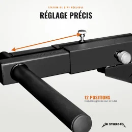 Station de dips réglable pour rack, 48,5 à 65 cm