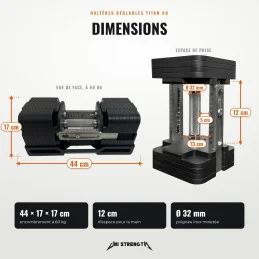 Mancuernas regulables Titan 60, par 100 % metal