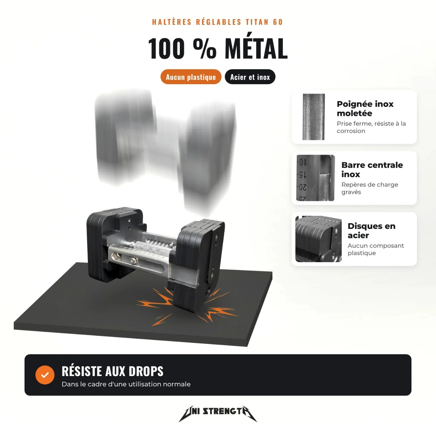 Pack Haltères Réglables Titan 60 + Support - 7,5 à 60 kg - vue 6