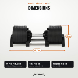 Pack mancuernas ajustables HR-32 de 2 a 32 kg con soporte
