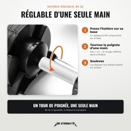 Pack mancuernas ajustables HR-32 de 2 a 32 kg con soporte