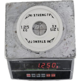 Disco calibrato UF 25 kg rosso Uni Strength, vista a 55°