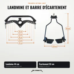 Landmine and spreader bar dimensions